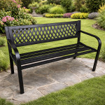 Záhradná kovová lavička – 120cm, čierna